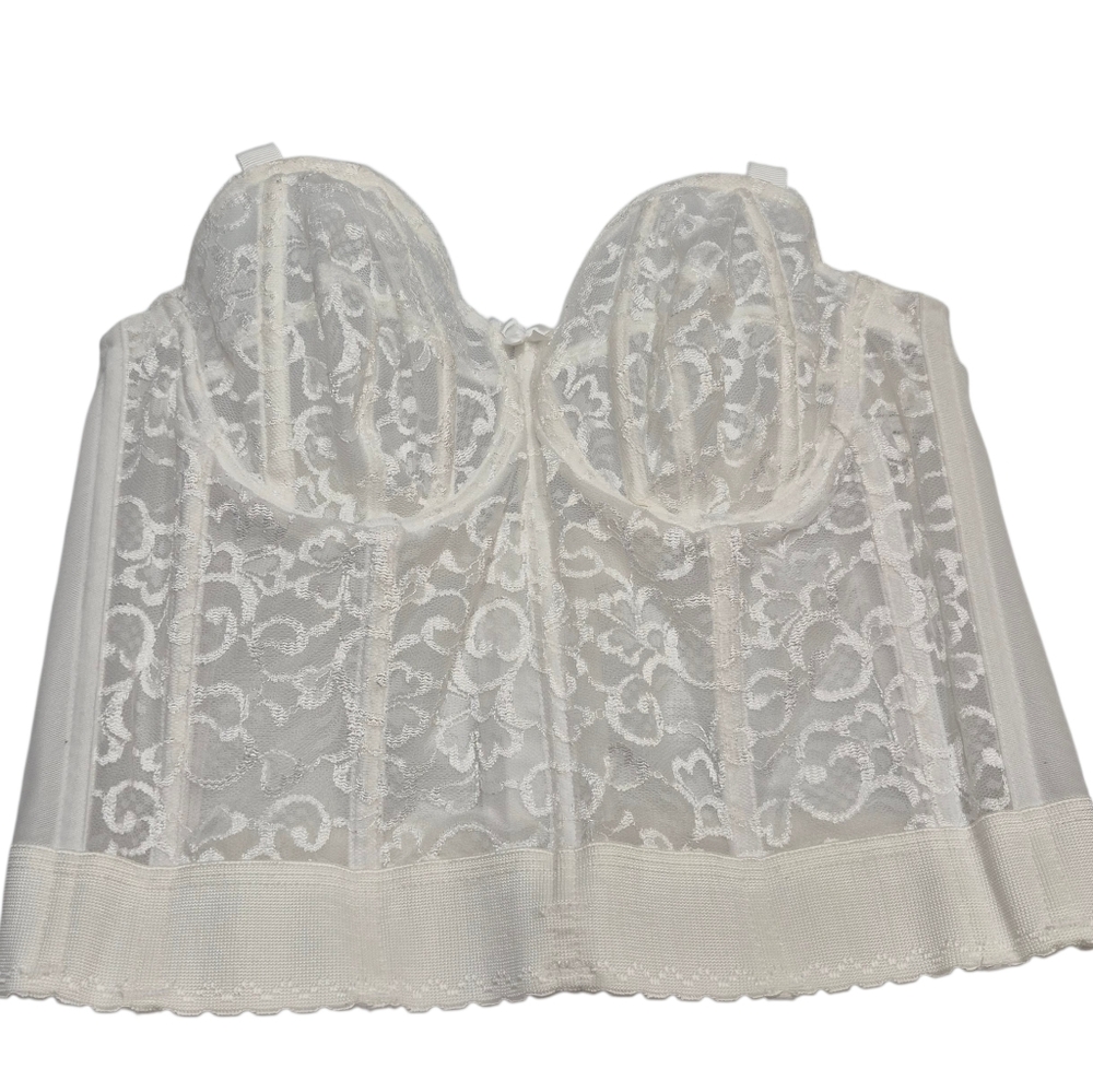 Goddess Lace Long Line Bustier White 38B Bridal